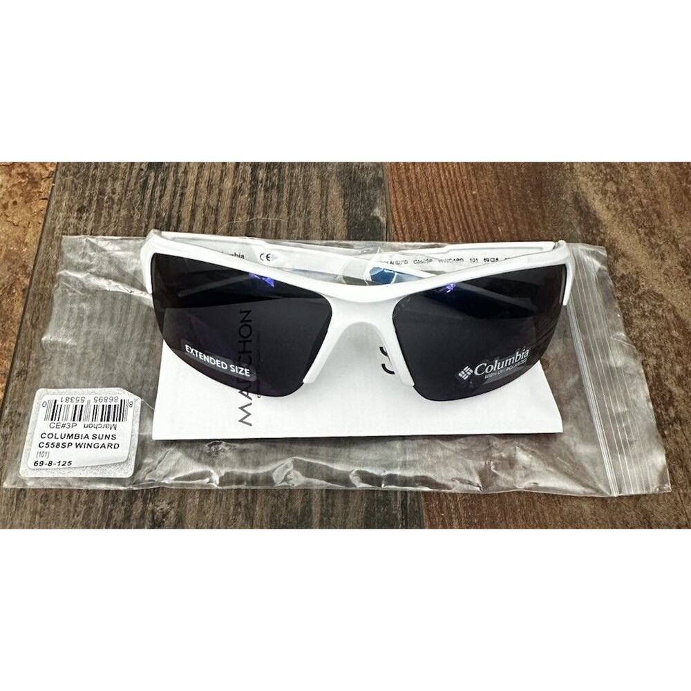Columbia Sunglasses WINGARD White w Blue Mirror Lenses Baseball Snow Ski